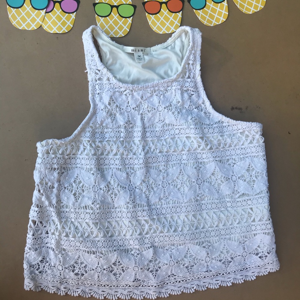 NWOT WHITE LACE TANK TOP FRANCESCAS SIZE M